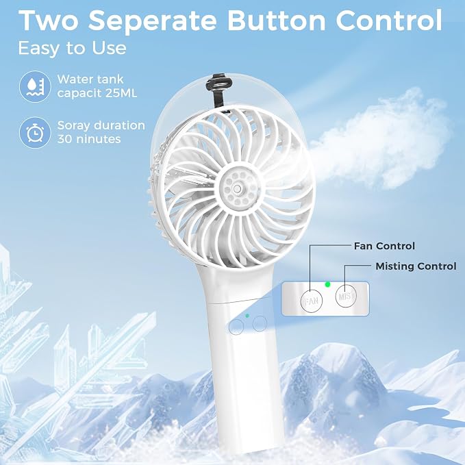PANERGY Handheld Misting Fan with Mister, Mothers Day Gifts for Mom, Birthday Gifts for Girls Women Men, Mini Portable Cooling Fan for Beach Vacation Travel Camping Cruise Essentials 2026 New