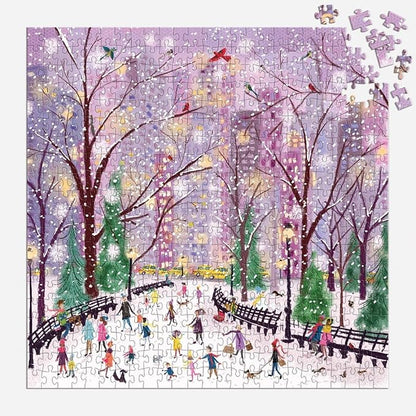 Galison Snowy Night 500 Piece Puzzle from Galison - 20" x 20" Winter Themed Puzzle That is Perfect for The Holidays, Beautiful Artwork, Thick and Sturdy Pieces, Makes a Wonderful Gift!