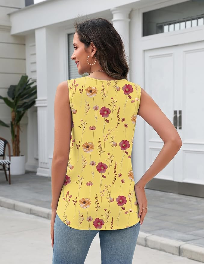 Zeagoo Tank Top for Women V Neck Loose Fit Sleeveless Summer Tops Business Casual Outfits Dressy Blouses Shirts