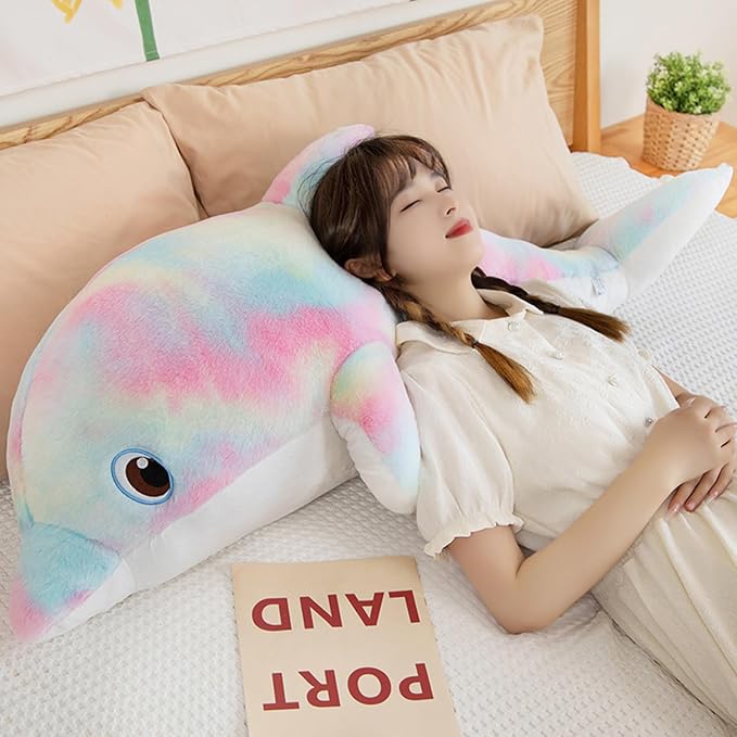 Dolphin Stuffed Animals Plush Pillows Soft Sea Animal Plush Dolls Stuffed Animal Plushies (Pinkish Yellow-19.2 Inches)