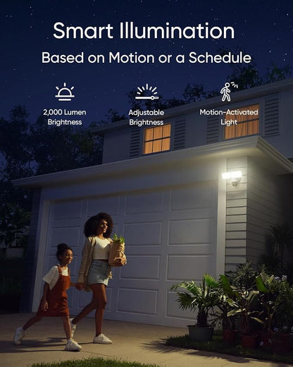 eufy Floodlight Camera E340(with AC Cable),Security Camera Outdoor, 360° PTZ, 24/7 Recording, 2.4G/5G Wi-Fi, 2000 LM, Motion Detection, Built-in Siren, Dual Cam, HB3 Compatible, No Monthly Fee