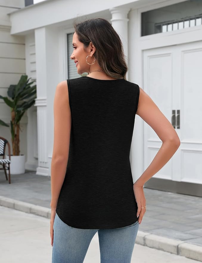 Zeagoo Tank Top for Women V Neck Loose Fit Sleeveless Summer Tops Business Casual Outfits Dressy Blouses Shirts
