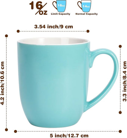 Urbanstrive 16 oz Large Coffee Mug with Handle Tea Cup Novelty Coffee Cup for Men Women Office Work, Blue
