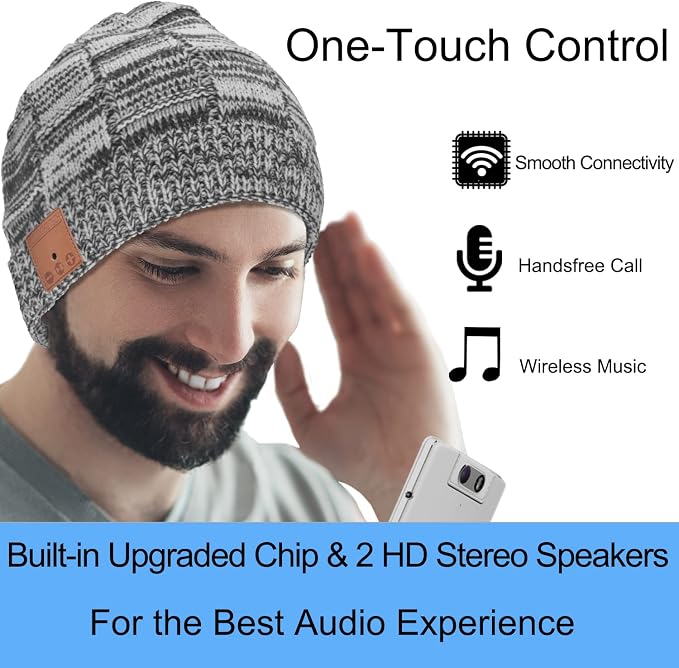 Bluetooth Beanie Hat Headphones Unique Tech Gifts Stocking Stuffer