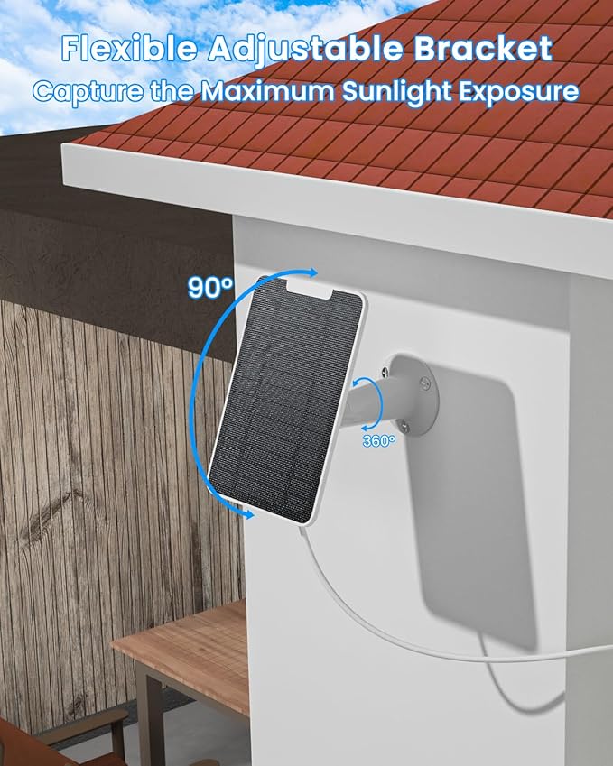 5W Arlo Solar Panel Charger Compatible with Arlo Essential Spotlight/XL Spotlight Camera, Arlo Essential Solar Panel Charger w/ 10ft Waterproof Micro USB Charging Cable, Adjustable Wall Mount, 2 Pack