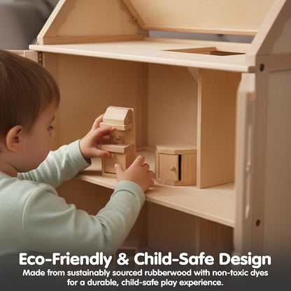 PlanToys® Kitchen Classic Set for Montessori Inspired Role Play | Pretend Cooking, Social Interaction and Practical Life Exploration | Eco Friendly Wooden Kitchen for Imaginative Learning