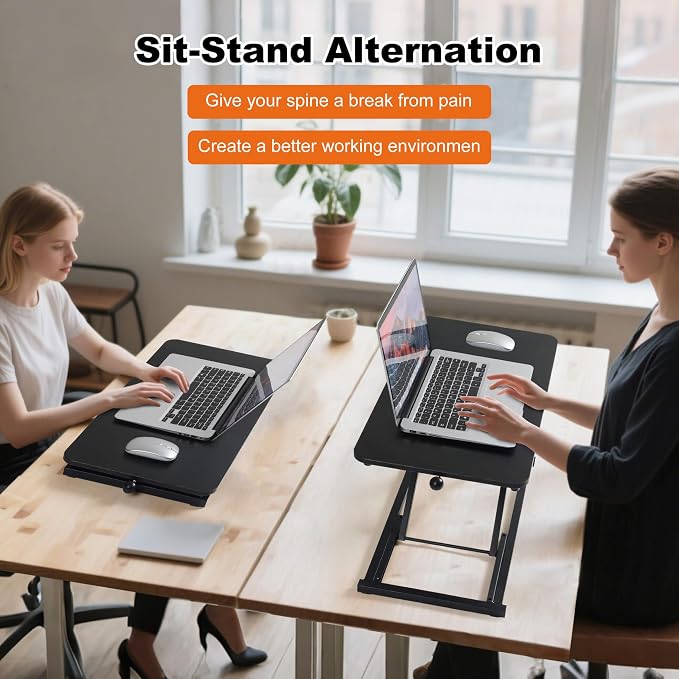 Standing Desk Converter Adjustable Height,Keyboard Riser for Stand Up Desk Riser,Computer Keyboard Stand for Desktop,Ergonomic Sit Stand Computer Workstations Black Size 23.6 Inch
