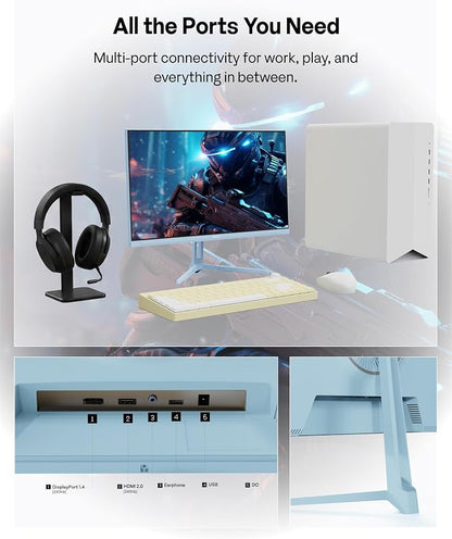 Pixio PX249 Wave Blue 24 inch 240Hz Refresh Rate FHD 1080p Resolution Fast IPS Panel 1ms GTG Response Time Built-in Speakers Gaming Monitor with Adaptive Sync