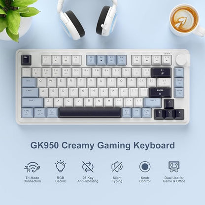 MageGee Wireless Gaming Keyboard 81 Keys RGB Backlit Tri-Mode Bluetooth 2.4G USB-C Rechargeable Mechanical Feel Keyboard 4000mAh Battery Knob Control 26-Key Anti-Ghosting for PC Mac Windows – GK950