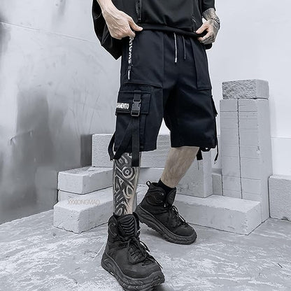 XYXIONGMAO Men's Joggers Techwear Black Hip Hop Cargo Shorts Streetwear Sweatpants Cargo Pants for Men