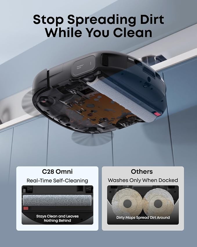 eufy C28 Robot Vacuum and Mop Combo, 15,000 Pa, HydroJet Roller Mop | Upgraded from X10 Pro, Zero-Tangle for Pet Hair, Auto Mop Washing&Drying, Self-Emptying&Refilling 2026 New