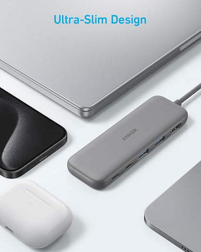 Anker USB C Hub, 5-in-1 USBC to HDMI Splitter with 4K Display | 85W Max PD, 1 Powered USB-C 5Gbps & 2 Powered USB-A 3.0 5Gbps Data Ports, for MacBook Pro, MacBook Air, Dell and More (Grey)