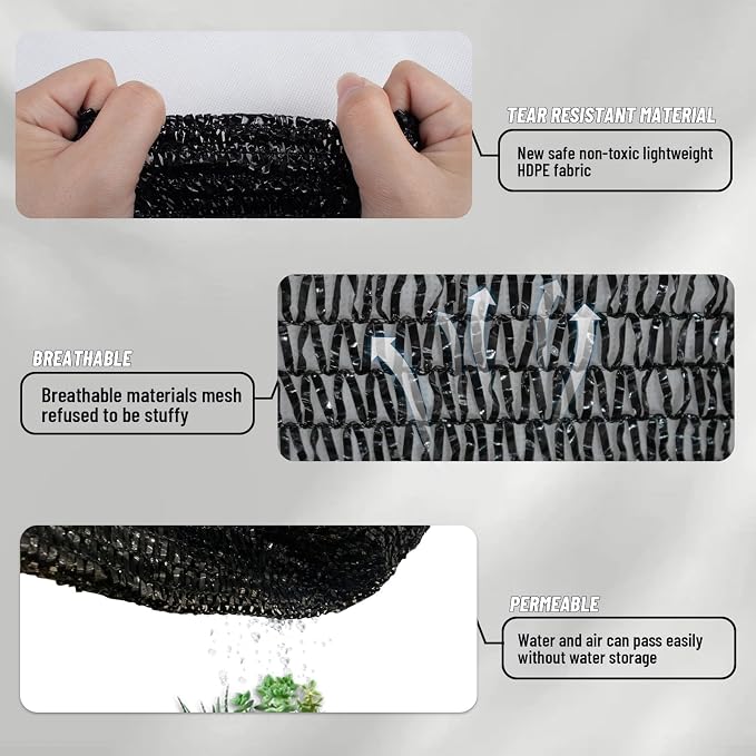LOVE STORY 20x20FT 40% Black Shade Cloth Sun Shade Net with Grommets Sunblock Net Mesh Tarp for Garden,Plants Cover,Greenhouse and Patio