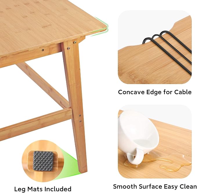 Nnewvante 31.5" Bamboo Writing Desk, Home Office Computer Desk with Drawer | Compact Modern Simple Style, Study Table with Storage for Small Spaces