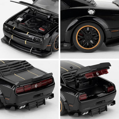 WAKAKAC Compatible for Hellcat Toy Cars, Pull Back Die-cast Vehicles, Collectible Cars with Sounds＆Lights for Kids Boys Girls and Adults, Gift Black