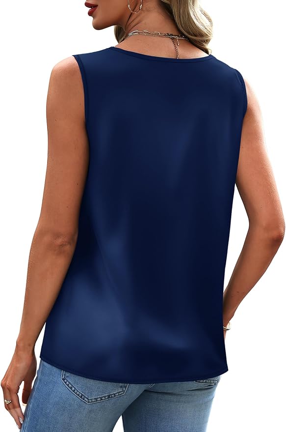 Sipaya Silk Satin Tank Tops for Women V Neck Summer Tops Sleeveless Camisole Business Casual Outfits Work Blouses