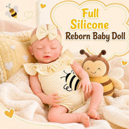 BABESIDE 16 Inch Silicone Baby Doll Weighted 4 Pounds,[NOT Vinyl] Realistic Baby Doll Girl Lifelike Reborn Baby Dolls Silicone Full Body Gift with Accessories for Kids 3+ & Collectors