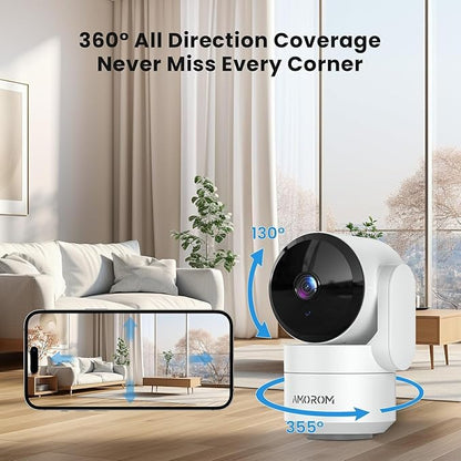 Indoor Security Cameras, Alexa Camera for Baby/Elderly/Pet Monitoring | AI Smart Detection & Alarm, 2-Way Audio, Night Vision, 2.4G WiFi App Control, Cloud & SD Card Storage, 3 Pack