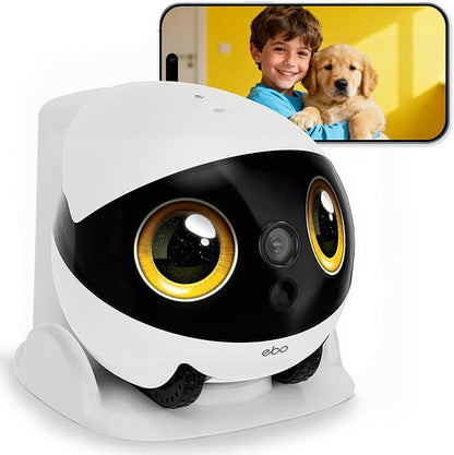 Enabot EBO Air 2S Mobile Robot Camera: 2.5K FamilyBot with Two-Way Video | Whole-Home Mobility, Custom Facial Image, Auto-Recharge, Night Vision, Long Distance Gift for Family/Pets