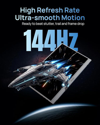 ARZOPA 16.1'' 144Hz Portable Gaming Monitor 106% sRGB-Z1FC Gray | 1080P FHD Kickstand Portable Monitor with HDR, Ultra Slim, Eye Care, External Second Screen for Laptop, PC, PS5, Mac, Xbox