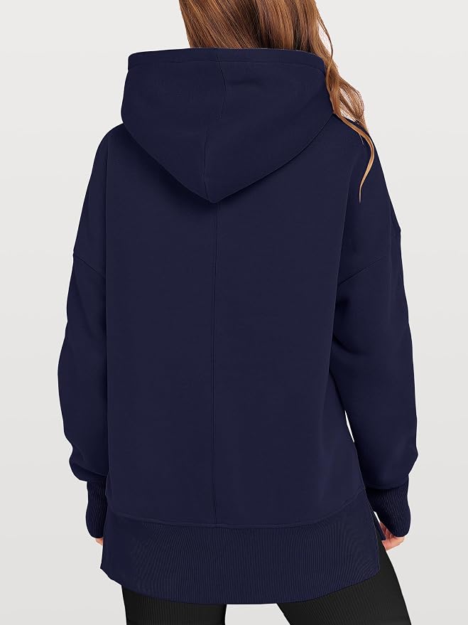 ANRABESS Womens Oversized Hoodies Long Sleeve Fleece Side Slit Hooded Sweatshirts Pullover 2026 Fall Outfits Y2K Clothes