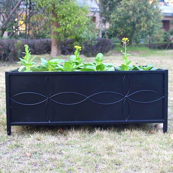 Zhongma Sturdy Raised Garden Bed with Inner Fabric Liners for Vegetables Flower, Planter Box for Backyard Patio Balcony. Inner Size: 33.85x14.17x11 inch