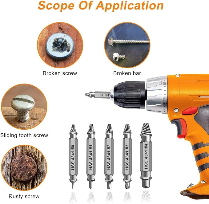 Damaged Screw Extractor Set,Christmas Stocking Stuffers for Adults Men Him | Gifts for Men,Mens Gifts for Dad,Husband,Stripped Screws Bolt Drill Bit Tools for Easy Removal of Rusty Broken Screw
