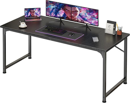 PRAISUN 55 Inch Computer Desk, Home Office Desk with Spacious Desktop, Black