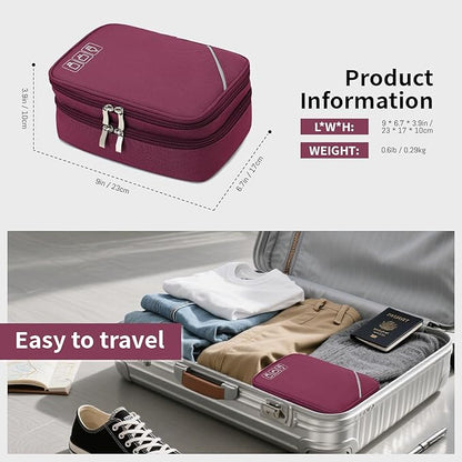 Lanola Electronic Organizer Travel Double Layer Cable Organizer Bag,Accessory Bag for Hard Drives,Cables,USB,SD Card,Memory Cards,Flash Drive,etc. - Red