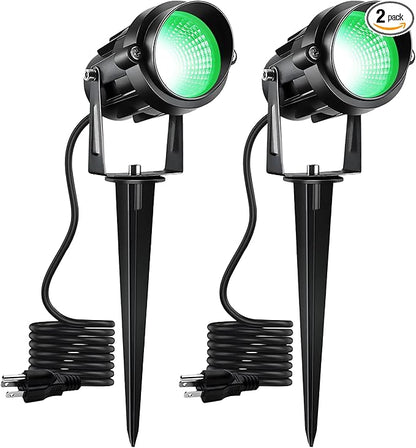 Halloween Christmas Outdoor Spotlights Green Landscape Lights Outdoor Spotlight,2 Pack 110v Plug-in Outdoor Waterproof Green Halloween Christmas Spotlights for Garden Pathway Tree Yard