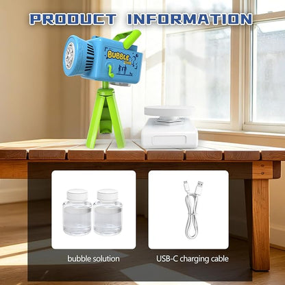Kids Bubble Camera, Rechargeable Outdoor Bubble Machine with Tripod, USB Toy Gift for Party Birthday Camping