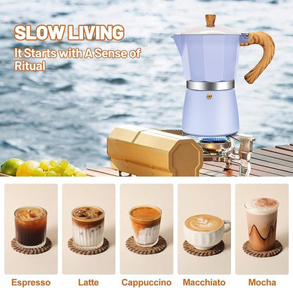 3 Cup Aluminum Espresso Stovetop Moka Pot Express Coffee Maker Percolator Italian Classic Mocha Coffee Machine for Italian and Cuban Cafe Brewing for Home & Camping 150ml 5oz