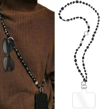 Phone Crossbody Strap, 2in1 Wrist Charm&Shoulder Lanyard,3Ways Usage free to Assembly and Disassembly Phone Strap with Tether Patches for Most Phones Bag Purse (M)