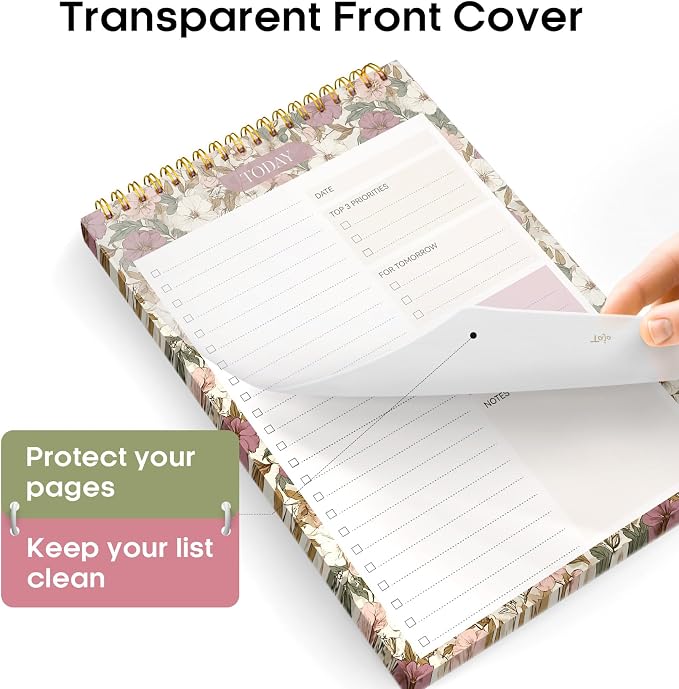 Taja To Do List Notepad, Undated Daily Planner for Work and Goal Setting | Mauve Muse, 52 Sheets, 9.8" x 6.5" , for Office, Home and school, Daily Task Planning, Notes and Everyday Organization