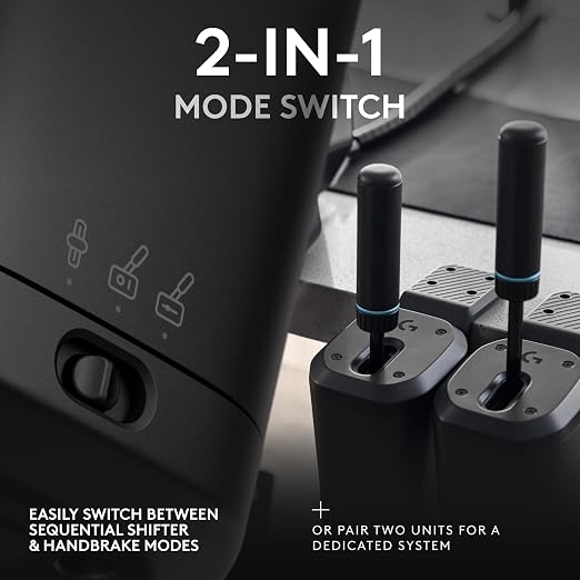 Logitech G RS Sim Racing Shifter & Handbrake (With Mode Switching) | Easy mode switching, height-adjustable handle, for RS & PRO Series, compatible with PlayStation, Xbox, & PC sim racing units
