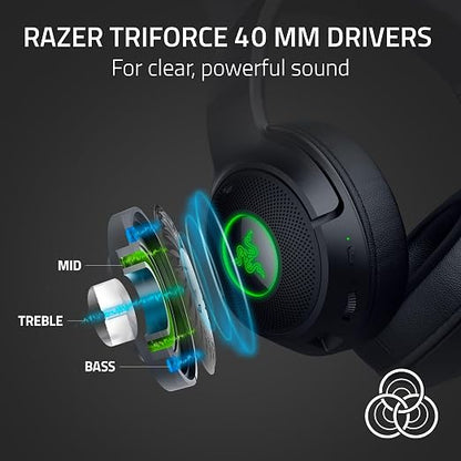 Razer Kraken Kitty V2 BT Wireless RGB Headset, Black | Chroma RGB Kitty Ears & Earcups, Bluetooth 5.2, 40 mm Drivers, Noise-cancelling Mics, Lightweight, USB-C, 40 Hr Battery