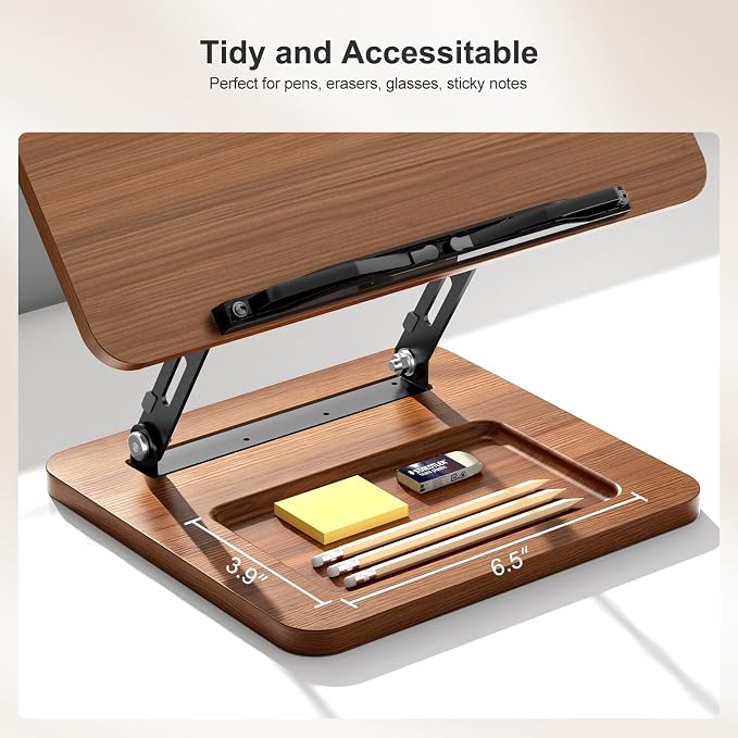 OPTIXCELL Book Stand with Light, Hands Free Book Holder, Gifts Book Lovers | Hands Free, Adjustable Height Angle, Built-in Storage Tray, 3-Mode Reading Light, Foldable Metal Frame, Fits Cookbook Tablet