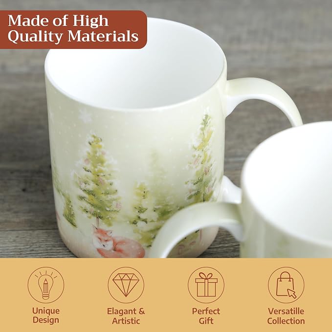Maison d' Hermine Coffee Mug with Handles Tea Cups (15 Ounce, Pack of 1) | Fine Bone China Coffee Mugs for Hot Beverages Cappuccino Latte Home Restaurant Spring Summer -Winter Morning - Veluwezoom
