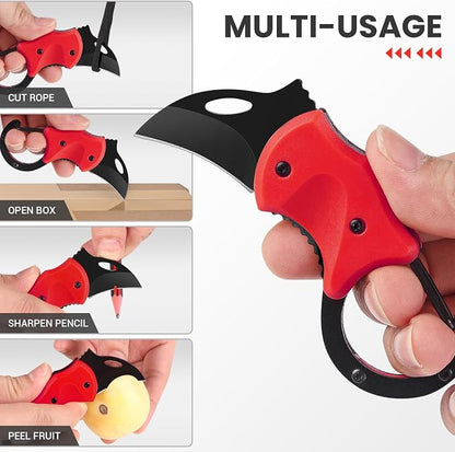 FUNBRO Cool Folding Knife Box Cutter, Edc Knives Tool | Small Pocket Knife for Men with 1.34 Inch Sharp Blade, Great Gift for Women Men (red)