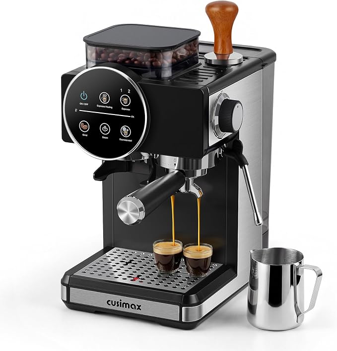 Espresso Machine with Grinder, 20 Bar Professional Expresso Coffee Machines with Milk Frother Steam Wand, Espresso Maker with 60oz Removable Water Tank, Cappuccino & Latte Machine for Home (Dark-Pro)