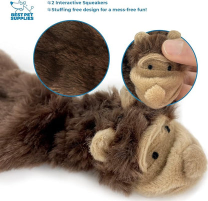 Best Pet Supplies Squeaky Dog Toys with Soft Durable Fabric for Small, Medium and Large Pets Interactive Toy for Indoor Play, Supports Active Biting and Play - Monkey, Small