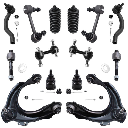 Detroit Axle - 14pc Front End Suspension Kit for 04-08 Acura TSX, 03-07 Honda Accord, Upper Control Arms Tie Rods Lower Ball Joi