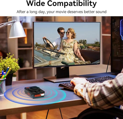 ANCwear Bluetooth Speaker Phone Stand for Desk, Portable Wireless Speaker with Adjustable Cell Phone Holder, Bluetooth 5.4 Audio Stand with TF Card Slot for Kitchen Bedside, Cool Tech Gift