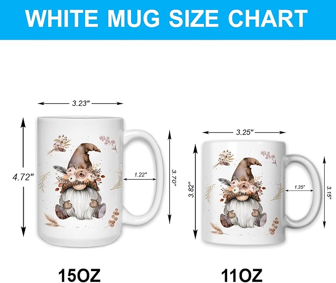Hyturtle Personalized Gnome Mug Gifts For Women on Birthday Christmas | Gnome Themed Gift Ideas Presents For Girls Friends - Boho Flowers Custom Name 11oz White Ceramic Coffee Tea Mug