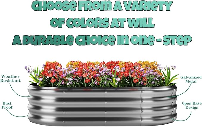 Galvanized Metal Planter Raised Garden Bed Kit for Gardening Outdoor，6x3x2ft Planter Grow Garden Box Raised Flower Bed，Long Vegetable Clearance Herb Raised Garden Beds For Container Gardening