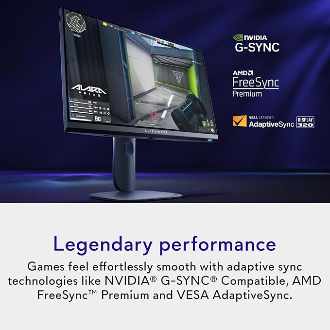 Alienware 24 Gaming Monitor AW2525HM, FHD IPS Panel, 320Hz, 0.5ms, G-SYNC | FreeSync Premium, 400 Nit Brightness, 1000:1 Contrast, 99% sRGB, Anti-Glare, USB Hub, Height Tilt Swivel, VESA 100x100