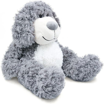 WEIGEDU Smiling Gray Puppy Dog Stuffed Animal Plush Toys– Soft Shaggy Plush with Floppy Ears & White Belly, Cuddly Toy for Kids Boys Girls Birthday Nursery Bedtime Easter Gifts, 17.7 inches