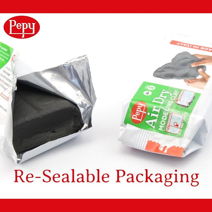 Pepy Premium European Air Dry Modeling Clay Black 3 Pack 1.1 lb Bars, 3.3 lbs Total, Easy to Use Air-Hardening Clay for Classroom and Montessori Sculpting and Crafts Projects