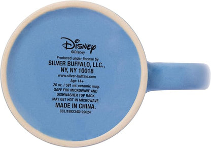 Silver Buffalo Disney Lilo and Stitch, Wax Resist Ceramic Pottery Mug, 20oz | Sitting Tropical Leaves, Cute But Cheeky, Etched Engraved, 0.59 Liters
