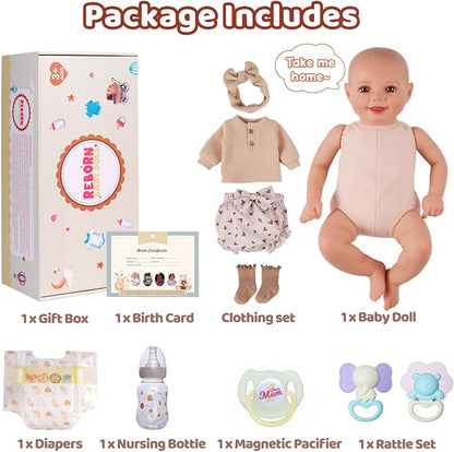 BABESIDE Reborn Baby Dolls Sunny - 17Inch Cute Soft Vinyl Realistic Baby Doll Poseable Smiling Real Life Baby Dolls with Complete Accessories for 3+ Years Old Gifts